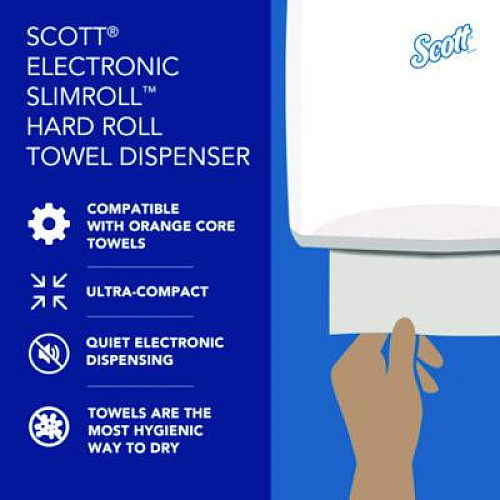 Scott Slimroll Electronic Towel Dispenser, 12.35 x 7.25 x 11.8, White/Black (47259)