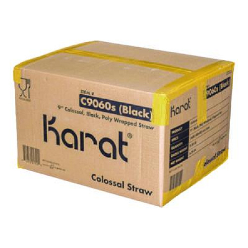 Karat Boba Straws, 9", Plastic, Black, 1,600/Carton (C9060SBLACK)