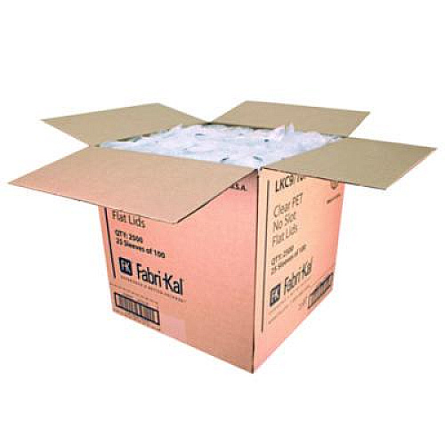 Fabri-Kal Kal-Clear/Nexclear Drink Cup Lids, Flat Lid with No Slot, Fits 9 oz to 10 oz Cold Cups, Plastic, Clear, 2,500/Carton (LKC910F)