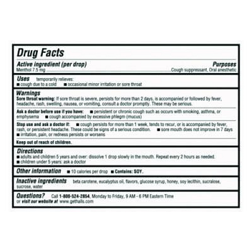 HALLS Triple Action Cough Drops, Honey-Lemon, 30/Bag, 12 Bags/Box (28694)