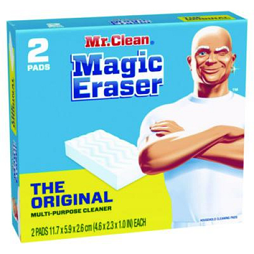 Mr. Clean Magic Eraser, 4.6 x 2.3, 1" Thick, White, 2/Pack, 12 Packs/Carton (43515)