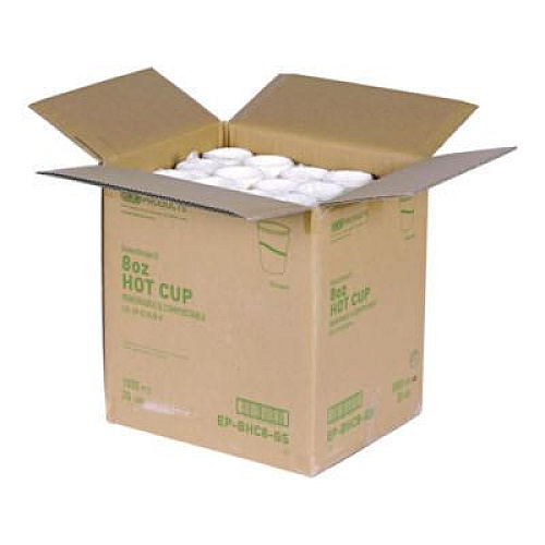 Eco-Products GreenStripe Renewable and Compostable Hot Cups, 8 oz, Paper, White/Green, 50/Pack, 20 Packs/Carton (EPBHC8GS)