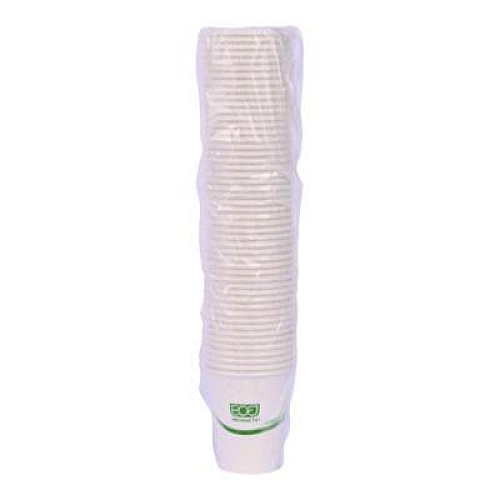 Eco-Products GreenStripe Renewable and Compostable Hot Cups, 8 oz, Paper, White/Green, 50/Pack, 20 Packs/Carton (EPBHC8GS)