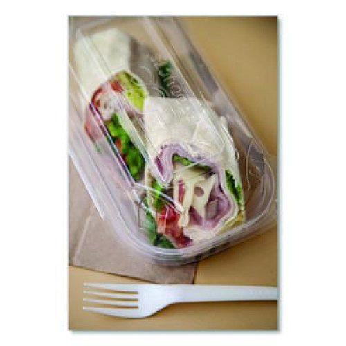 Eco-Products Renewable and Compostable Clear Clamshell Hinged Food Containers, 9 x 6 x 3, Plastic, 80/Pack, 3 Packs/Carton (EPLC96)