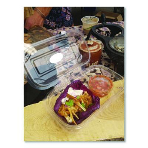 Eco-Products Renewable and Compostable Clear Clamshell Hinged Food Containers, 9 x 6 x 3, Plastic, 80/Pack, 3 Packs/Carton (EPLC96)