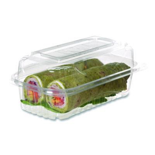 Eco-Products Renewable and Compostable Clear Clamshell Hinged Food Containers, 9 x 6 x 3, Plastic, 80/Pack, 3 Packs/Carton (EPLC96)
