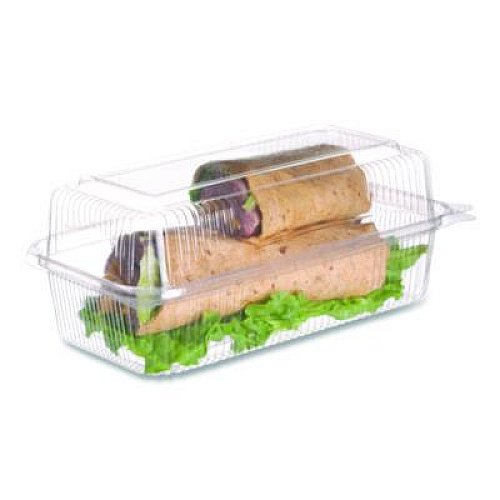 Eco-Products Renewable and Compostable Clear Clamshell Hinged Food Containers, 9 x 6 x 3, Plastic, 80/Pack, 3 Packs/Carton (EPLC96)