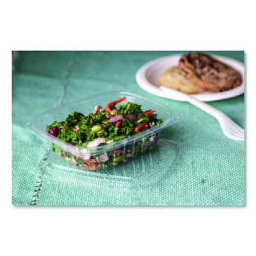 Eco-Products Renewable and Compostable Rectangular Deli Containers with Lid, 8 oz, 3 x 4.83 x 1.5, Clear, Plastic, 50/Pack, 4 Packs/Carton (EPRC8)