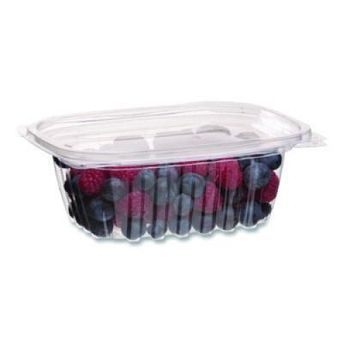 Eco-Products Renewable and Compostable Rectangular Deli Containers with Lid, 12 oz, 2 x 4 x 2, Clear, Plastic, 100/Pack, 3 Packs/Carton (EPRC12)