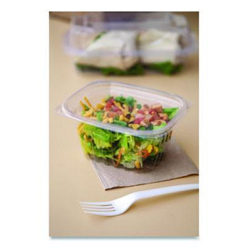 Eco-Products Renewable and Compostable Rectangular Deli Containers with Lid, 16 oz, 3 x 4 x 3, Clear, Plastic, 100/Pack, 3 Packs/Carton (EPRC16)