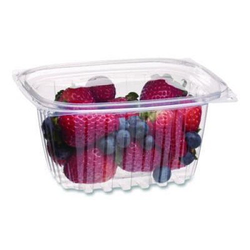Eco-Products Renewable and Compostable Rectangular Deli Containers with Lid, 16 oz, 3 x 4 x 3, Clear, Plastic, 100/Pack, 3 Packs/Carton (EPRC16)