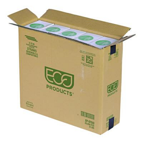 Eco-Products Unwrapped Straw, 5.75", Plastic, Black, 20,000/Carton (EPST513)