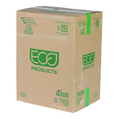 Eco-Products Wrapped Straw, 7.75", Plastic, Green, 9,600/Carton (EPST772)