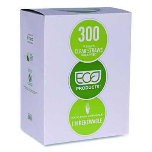 Eco-Products Wrapped Straw, 9.5", Plastic, Clear, 4,800/Carton (EPST990)