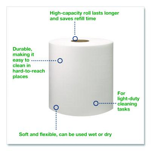 Tork Light Duty Cleaning Cloth, Giant Roll, 1-Ply, 9 x 12.4, White, 1,450 Sheet Roll/Carton (500105)