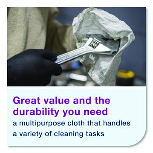Tork Light Duty Cleaning Cloth, Giant Roll, 1-Ply, 9 x 12.4, White, 1,450 Sheet Roll/Carton (500105)