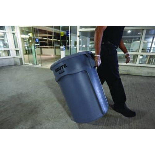 Rubbermaid Commercial Vented Round Brute Container, 10 gal, Plastic, Gray (2610GRA)
