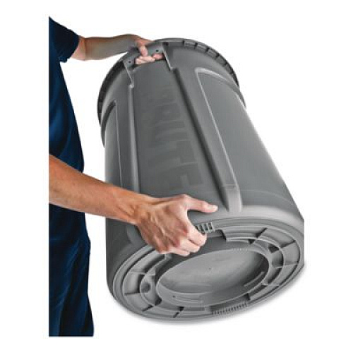 Rubbermaid Commercial Vented Round Brute Container, 10 gal, Plastic, Gray (2610GRA)