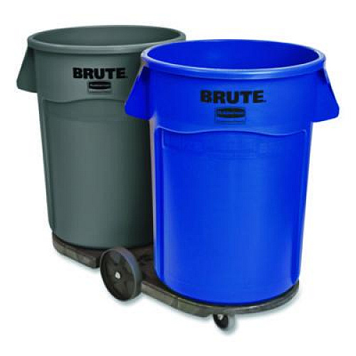 Rubbermaid Commercial BRUTE Tandem Dolly, Two-Container, 300 lb Capacity, 20.25w x 45d x 8h, Black (264600BLA)