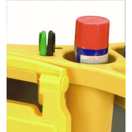 Rubbermaid Commercial BRUTE Standard Brute Rim Caddy, Four Compartments, Fits 32.5" Diameter Cans, 26.5 x 6.75, Yellow (9W87YEL)
