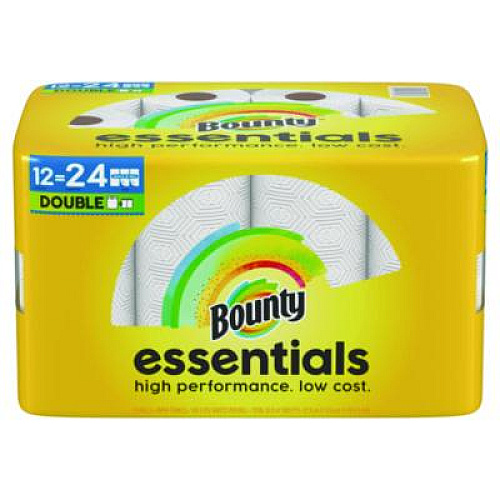 Bounty Essentials Select-A-Size Kitchen Roll Paper Towels, 2-Ply, 108 Sheets/Roll, 12 Rolls/Carton (11093)
