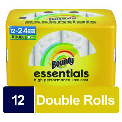 Bounty Essentials Select-A-Size Kitchen Roll Paper Towels, 2-Ply, 108 Sheets/Roll, 12 Rolls/Carton (11093)