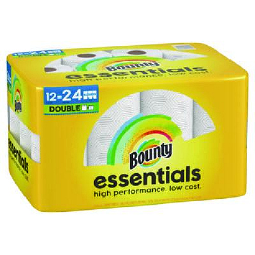 Bounty Essentials Select-A-Size Kitchen Roll Paper Towels, 2-Ply, 108 Sheets/Roll, 12 Rolls/Carton (11093)