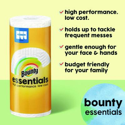 Bounty Essentials Select-A-Size Kitchen Roll Paper Towels, 2-Ply, 108 Sheets/Roll, 12 Rolls/Carton (11093)