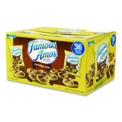 Famous Amos Cookies, Chocolate Chip, 2 oz Bag, 36/Carton (22000424)