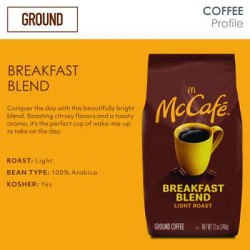 McCafe Ground Coffee, Breakfast Blend, 12 oz Bag (5533EA)