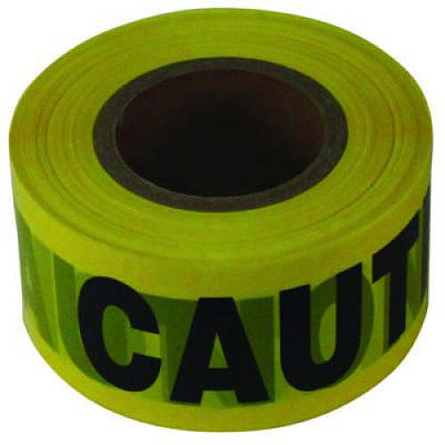 Impact Site Safety Barrier Tape, "Caution" Text, 3" x 1,000 ft, Yellow/Black (7328)