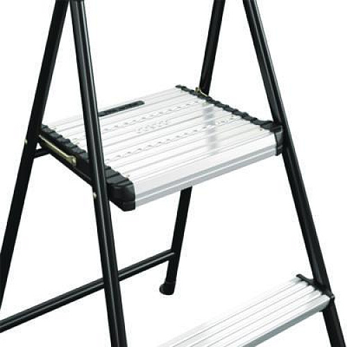 COSCO 2-Step Stepstool, 250 lb Capacity, 19" Working Height, 22.5" Spread, Black/Silver (11325ABK1E)