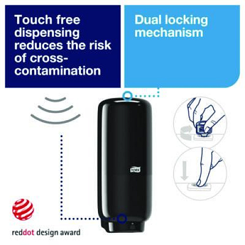 Tork Skincare Dispenser with Intuition Sensor, 1 L, 4.4 x 4.5 x 11.5, Black (571608)