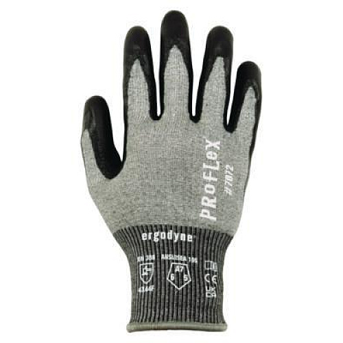 ergodyne ProFlex 7072 ANSI A7 Nitrile-Coated CR Gloves, EN388: 4X44F, 7" Long, X-Small, Gray, Pair (10311)