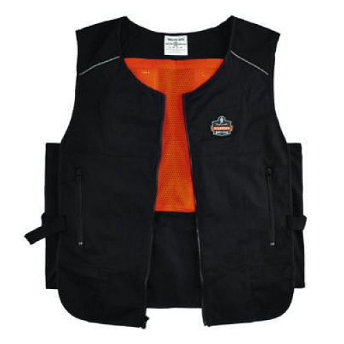 ergodyne Chill-Its 6255 Lightweight Phase Change Cooling Vest, Cotton/Polyester, 2X-Large/3X-Large, Black (12124)
