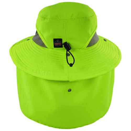 ergodyne Chill-Its 8934 Ranger Hat with Neck Shade, Microfiber/Polyester, Large/X-Large, Lime (12711)