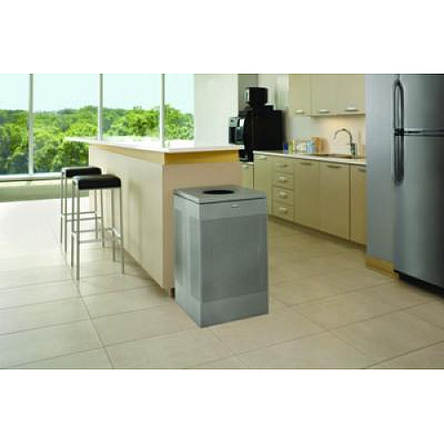 Rubbermaid Commercial Designer Line Silhouettes Waste Receptacle, 20 gal, Steel, Silver Metallic (SC18EPLSM)