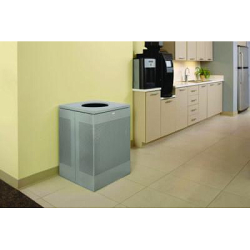 Rubbermaid Commercial Designer Line Silhouettes Waste Receptacle, 20 gal, Steel, Silver Metallic (SC18EPLSM)