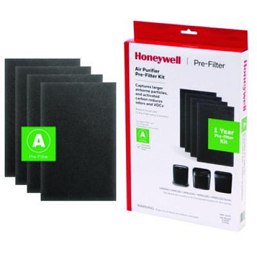 Honeywell Pre-Cut Carbon Pre-Filter, Fits Models: HPA094/HPA100/HPA101/HPA104/HPA105/HPA106/HPA3100/HPA5100/HPA5150, Box of 4 Filters (HRFA100)