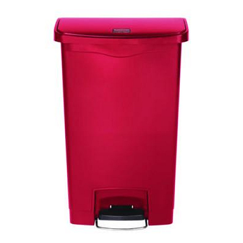 Rubbermaid Commercial Streamline Resin Step-On Container, Front Step Style, 8 gal, Polyethylene, Red (1883564)