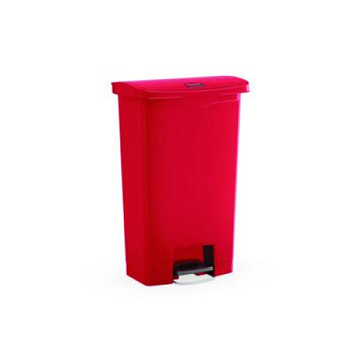 Rubbermaid Commercial Streamline Resin Step-On Container, Front Step Style, 8 gal, Polyethylene, Red (1883564)