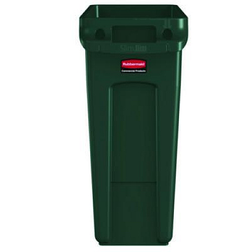 Rubbermaid Commercial Slim Jim Plastic Recycling Container with Venting Channels, 23 gal, Plastic,  Green (354007GN)