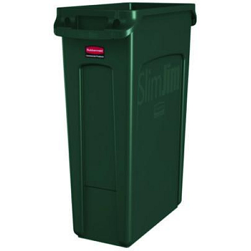 Rubbermaid Commercial Slim Jim Plastic Recycling Container with Venting Channels, 23 gal, Plastic,  Green (354007GN)