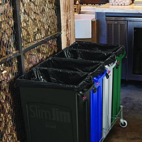 Rubbermaid Commercial Slim Jim Plastic Recycling Container with Venting Channels, 23 gal, Plastic,  Green (354007GN)