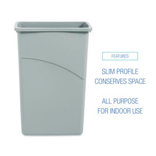 Boardwalk Slim Waste Container, 23 gal, Plastic, Gray (23GLSJGRA)