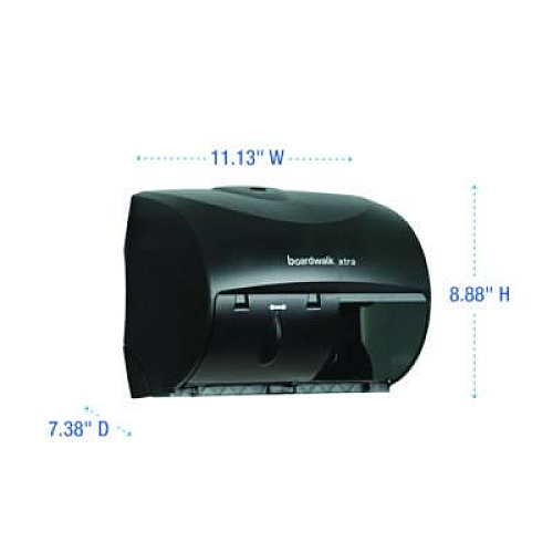 Boardwalk Xtra Twin-Roll Controlled Bath Tissue Dispenser, 11.13 x 7.38 x 8.88, Translucent Black (47GREEN)