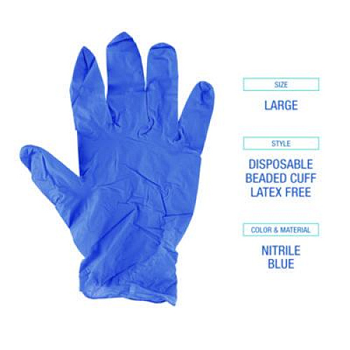 Boardwalk 380 Series Disposable General-Purpose Nitrile Gloves, Powder-Free, Large, 4 mil Thick, 9.5" Long, Blue, 100/Box (380LBXA)