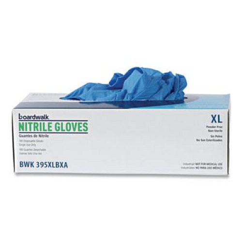Boardwalk 395 Series Disposable General-Purpose Nitrile Gloves, Powder-Free, X-Large, 5 mil Thick, 9.5" Long, Blue, 100/BX, 10 BX/CT (395XLCTA)