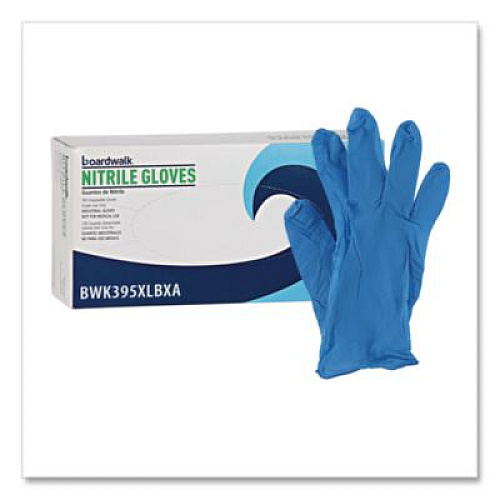 Boardwalk 395 Series Disposable General-Purpose Nitrile Gloves, Powder-Free, X-Large, 5 mil Thick, 9.5" Long, Blue, 100/BX, 10 BX/CT (395XLCTA)