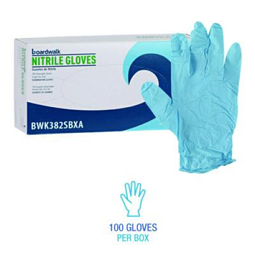 Boardwalk Disposable Examination Nitrile Gloves, Powder-Free, Small, 5 mil Thick, 9.5" Long, Blue, 100/Box (382SBXA)